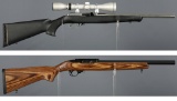Two Clark Upgraded Ruger 10/22 Semi-Automatic Rifles with Scopes