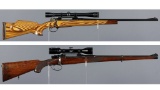 Two European Bolt Action Sporting Rifles with Scopes