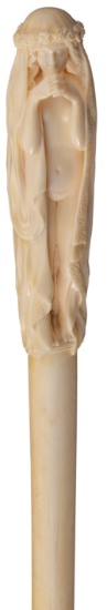 19th Century Ornately Relief Carved "Cleo de Merode"/Nude Cane