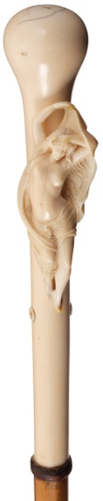 Brigg Retailer Marked Relief Carved "Birth of Venus" Cane