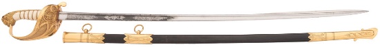 WWI German Clemen & Jung Naval Officer's Lion Pommel Sword