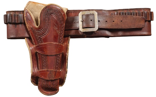 Tooled Leather Holster Rig with Cartridge/Money Belt