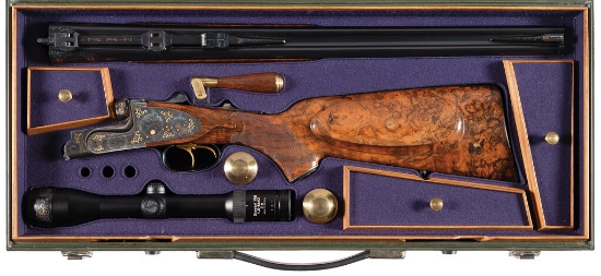 Engraved Juch-Grund Sidelock Rifle Drilling