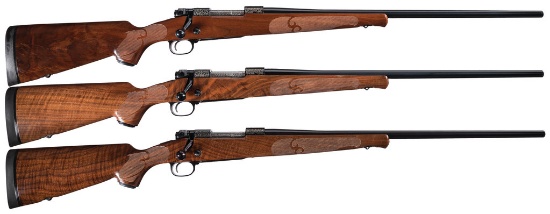 Three Winchester North American Game Series Model 70 Rifles