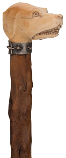 Relief Carved Hound Head Cane