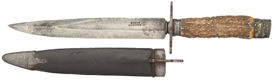 Boput of Nagpore Marked Hunting Knife with Latching Sheath