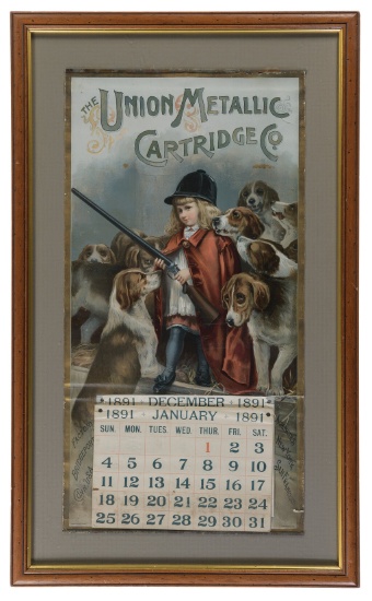 Framed 1891 Union Metallic Cartridge Advertising Calendar