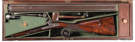 Cased Engraved Purdey Percussion Double Barrel Ball Gun