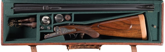 Engraved Charles Lancaster Sidelock Double Rifle with Case