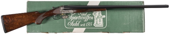 Engraved Gebruder Merkel Model 8 Double Barrel Shotgun with Box