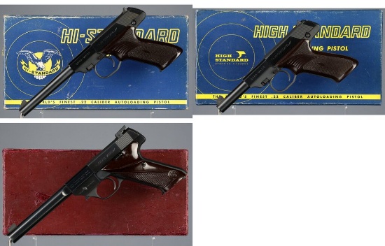 Three High Standard Semi-Automatic Rimfire Pistols with Boxes