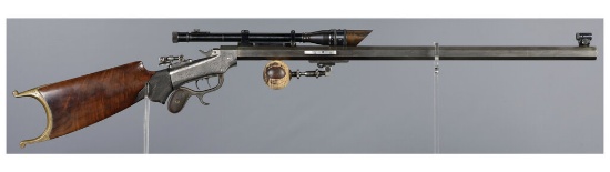 Engraved Marlin- Ballard Rifle with Pope Barrel, Scope, and Case