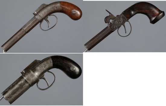 Three Engraved Percussion Handguns