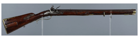 Carved Germanic Flintlock Jaeger Rifle