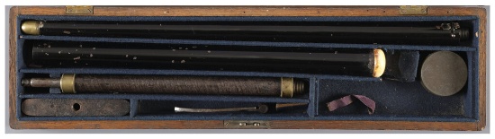 Cane Air Rifle Set by John Blisset of London with Inscribed Case
