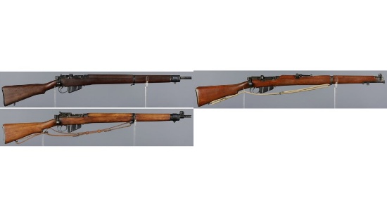 Three SMLE Military Bolt Action Rifles