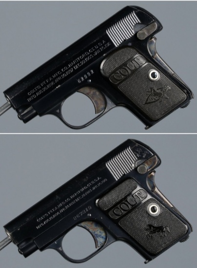 Two Colt Model 1908 Vest Pocket Semi-Automatic Pistols