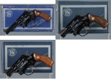 Three Smith & Wesson Double Action Rimfire Revolvers with Boxes