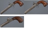 Three Engraved Boxlock Percussion Pistols