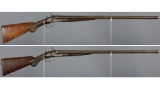 Two Antique American Double Barrel Hammer Shotguns