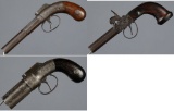 Three Engraved Percussion Handguns