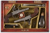 Pair of Engraved & Wire Inlaid Grice Boxlock Flintlock Pistols
