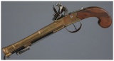 Flintlock Blunderbuss Pistol with Snap Bayonet by Barker