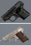 Two Engraved Fabrique Nationale Vest Pocket Pistols