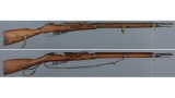 Two Imperial Russian Model 1891 Mosin Nagant Bolt Action Rifles