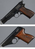 Two World War II German Military Proofed Pistols with Holsters
