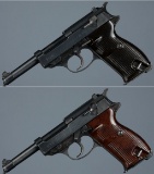 Two World War II German Walther P.38 Semi-Automatic Pistols