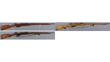 Three Mosin Nagant Bolt Action Rifles