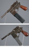 Two German Mauser C96 Broomhandle Semi-Automatic Pistols