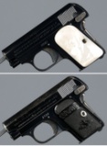 Two Colt Model 1908 Vest Pocket Pistols with Coin Purse Holsters