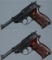 Two World War II German P.38 Semi-Automatic Pistols