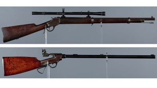 Two American Single Shot Falling Block Rifles