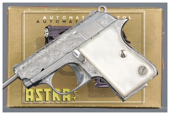 Factory Engraved Astra Cub Semi-Automatic Pistol in .22 Short