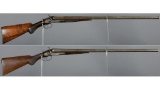 Two Antique American 10 Gauge Double Barrel Hammer Shotguns