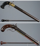 Two Long Barreled Percussion Pistols or 