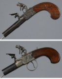 Two English Boxlock Flintlock Turn-Off Pocket Pistols