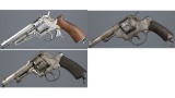 Three Antique European Double Action Revolvers