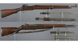 Two U.S. Military Rifles with Bayonets