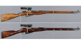 Two Izhevsk Arsenal Model 91/30 PU Bolt Action Sniper Rifles