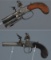 Two English Tap-Action Double Barrel Boxlock Flintlock Pistols
