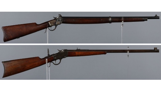 Two Winchester Model 1885 Low Wall Falling Block Rifles