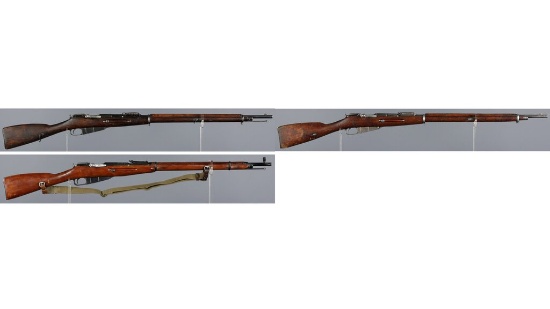 Three Mosin Nagant Bolt Action Rifles