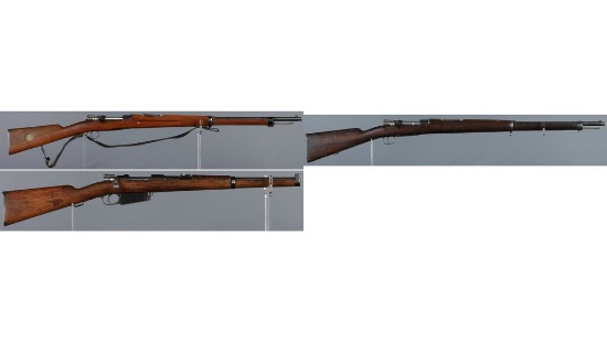 Three European Military Mauser Pattern Bolt Action Long Guns