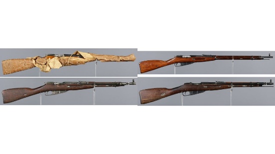 Four Mosin Nagant Bolt Action Rifles