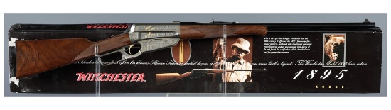 Engraved and Inlaid Winchester Model 1895 Rifle with Box