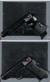 Two German Walther Model Semi-Automatic Pistols with Cases